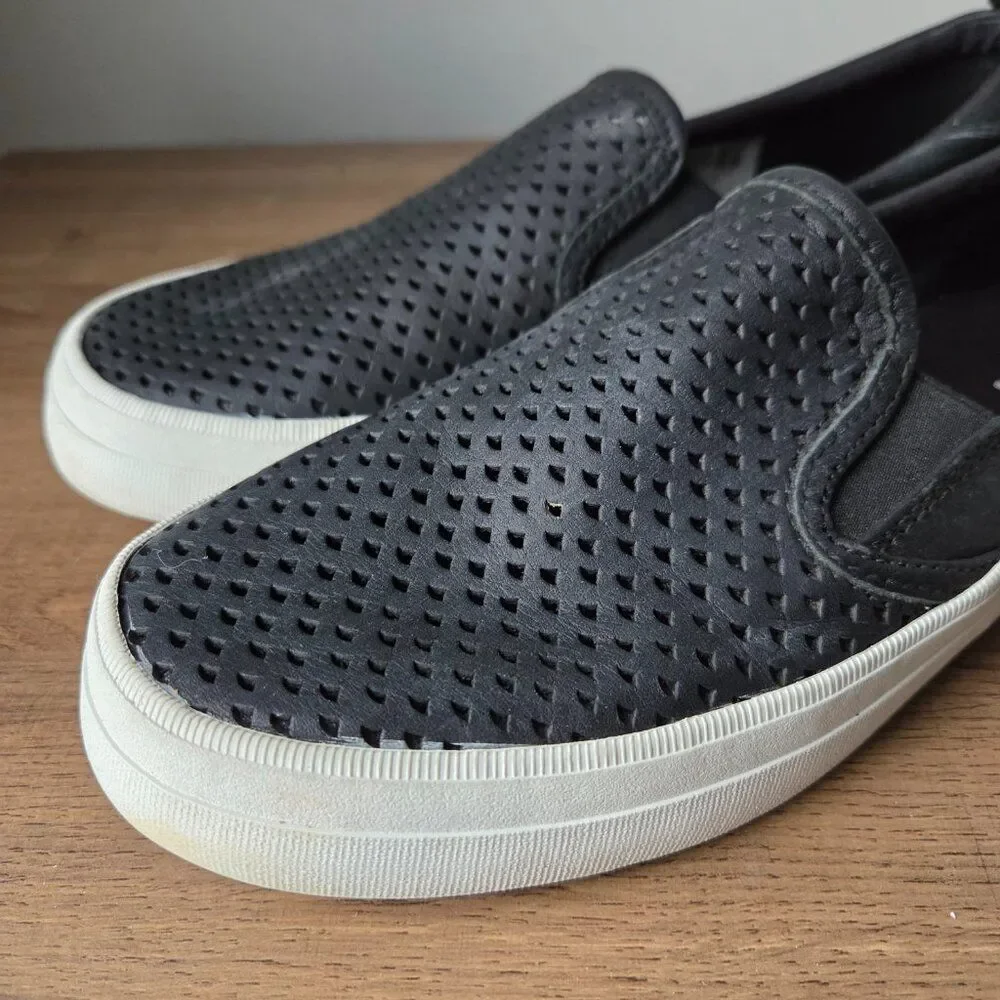 EUC SPERRY TOP SIDER BLACK GENUINE LEATHER UPPER PERFORATED SHOES SIZE 9 WOMENS